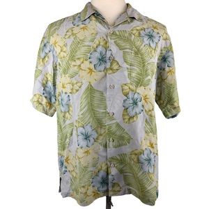 Tommy Bahama Camp Silk Hawaiian Shirt Palm Fronds